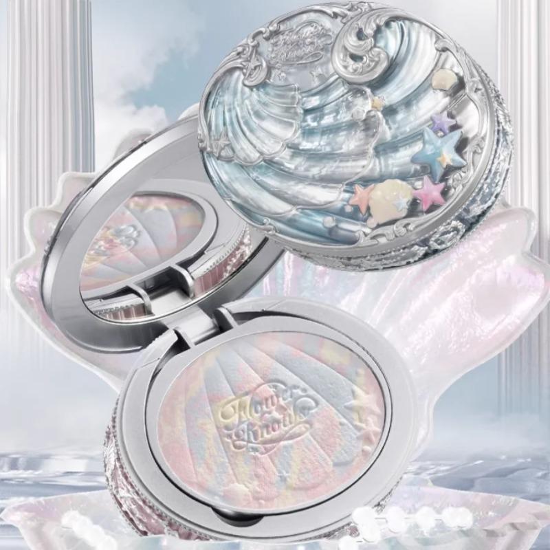 Flowers Knows Shell's Jewel Collection Gepresstes Setting Puder Kompaktpuder Klar Mattes Make-up Gesichtspuder Natürlicher Bronzeglanz