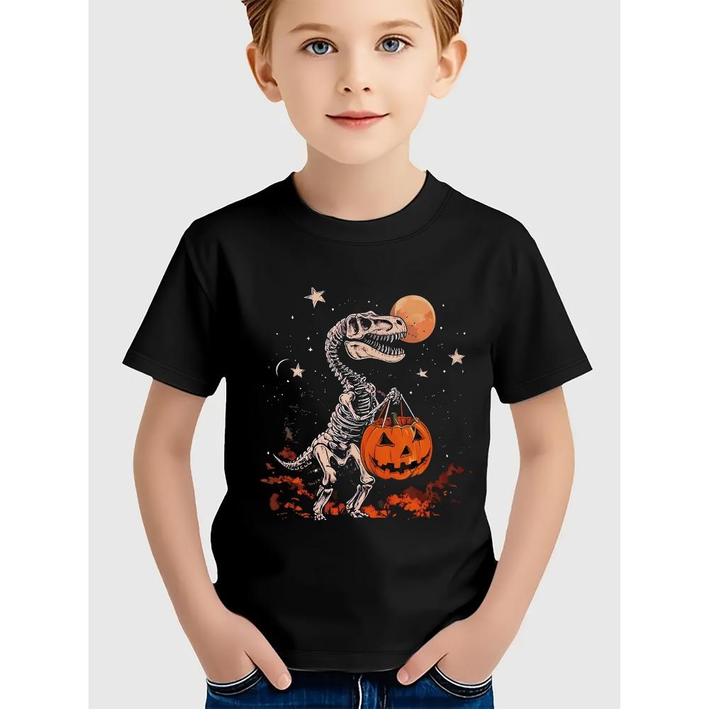 Children's Clothing Halloween Pumpkin Monster Graphic T-Shirt Boys Casual Short Sleeve Tee Halloween Gift for Kids Clothes 2-14Y