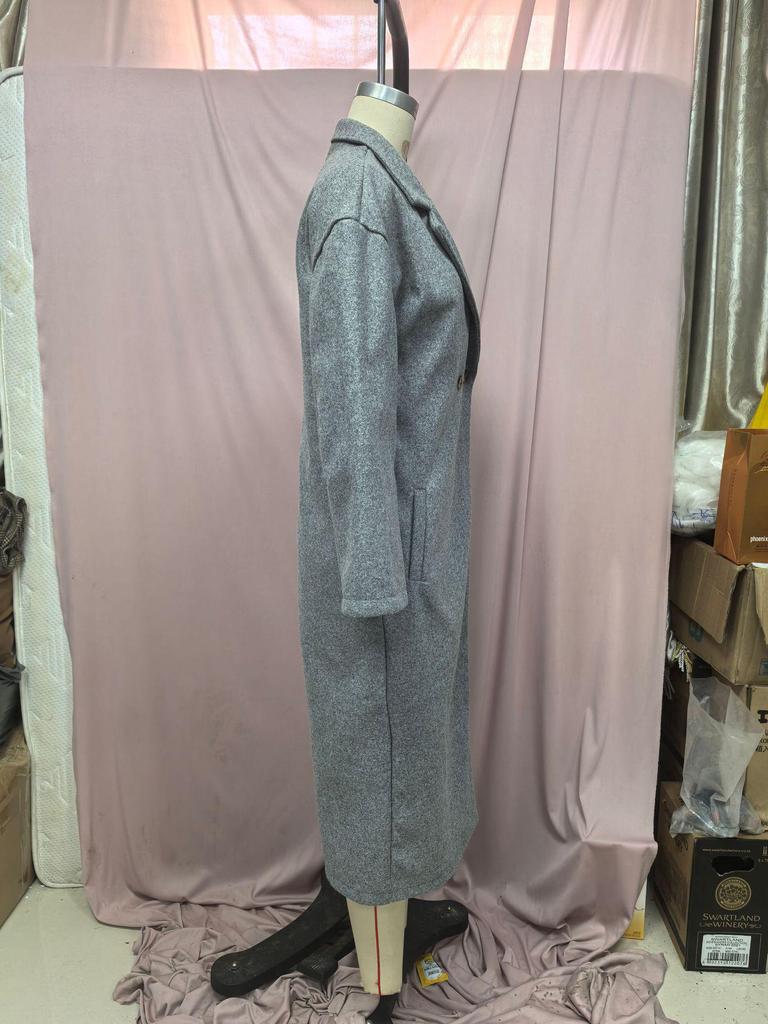 2025 Dámský vícebarevný vlněný dlouhý větrovkový kabát