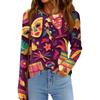 Dámské módní volné ležérní tričko s dlouhým rukávem a karnevalovým potiskem