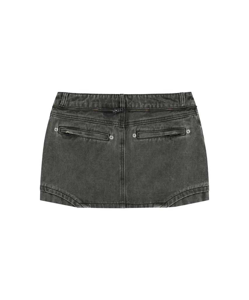 Ohos Button Denim Mini Skirt / Khaki