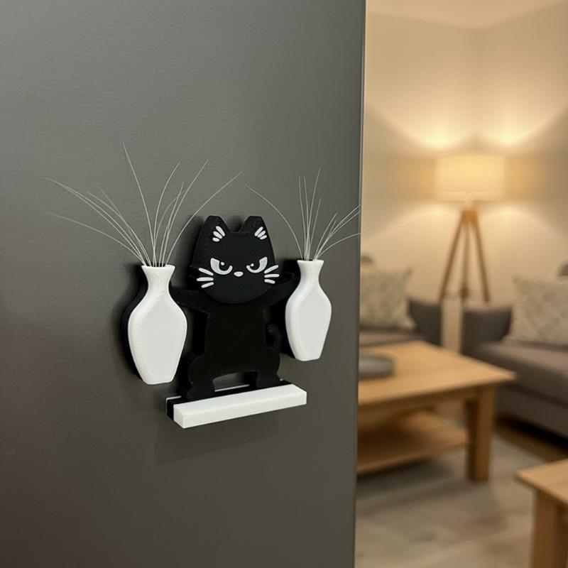 Cat Whisker Collector Double Vase Magnet Animal Shape Cute Magnetic Mini Vase Fridge Decoration for Kitchen Refrigerator Storage