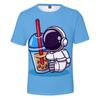 Cartoon Astronaut Short Sleeved T-shirt for Adults Children Men Women Home Casual Top
