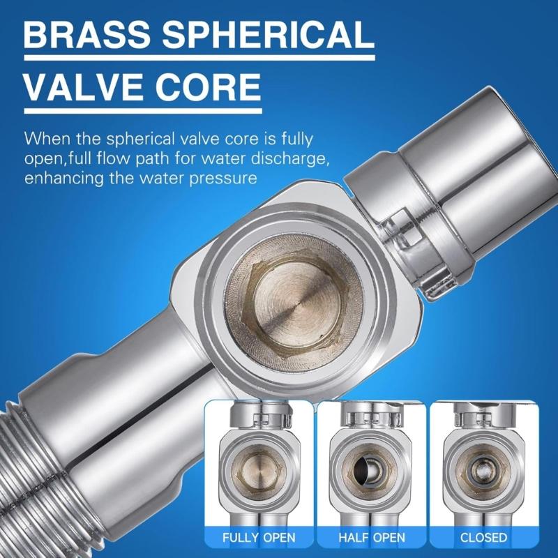 Brass 1/4 Turn Stop Valves for Kitchen Supplies 1/2Inch Inlet Outlet With 3/8Inch Adapter for Hot and Cold Water
