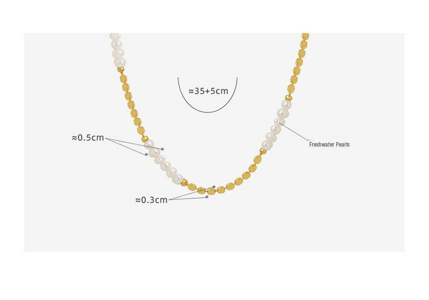 French INS Style Copper Freshwater Pearl Necklace: Elegant Temperament, Non-fading, Lentil Splicing, Women's Jewelry Accessory