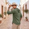 Men's Linen Half-Zip Hoodie Long Sleeve Oversized Casual Breathable Sweatshirt