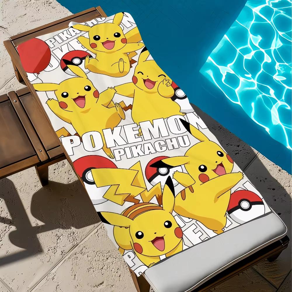1Pc Cartoon Pikachu Large Beach Towel, Quick-Dry Soft, Multi-Use For Travel Gym Shower Camping Pool, Ideal Gift