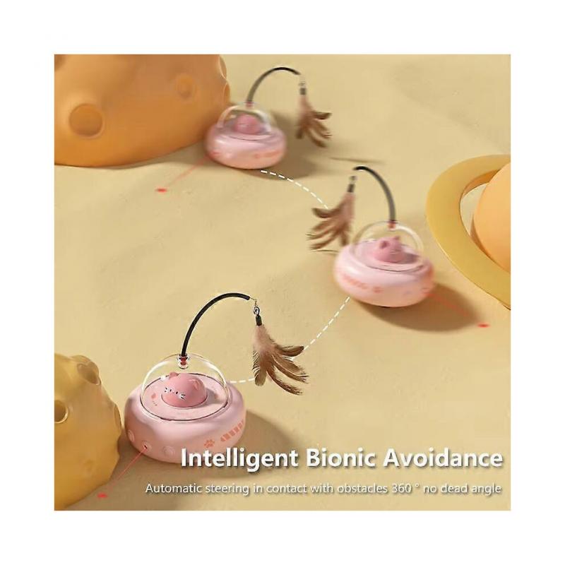 Neues Smart Teaser Katzen Spielzeug Elektrischer UFO Katzen Teaser Stock mit Glocke Training Haustier Spielzeug Austauschbare Feder Interaktives Katzen Zubehör