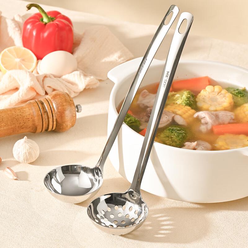 304 Stainless Steel Soup Ladle & Slotted Spoon Set