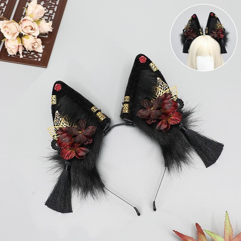 Dark Exotic Jackal Ears Headband Anubis Cos Headdress Exotic Jackal Ears KC