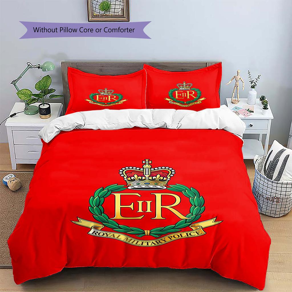 Flag of the Corps of Royal Engineers Camp Pattern Bedding,Quilt Set Quilt Cover Pillowcase Home Gift(1 * Duvet Cover + 2 * Pillowcase, Without Core)