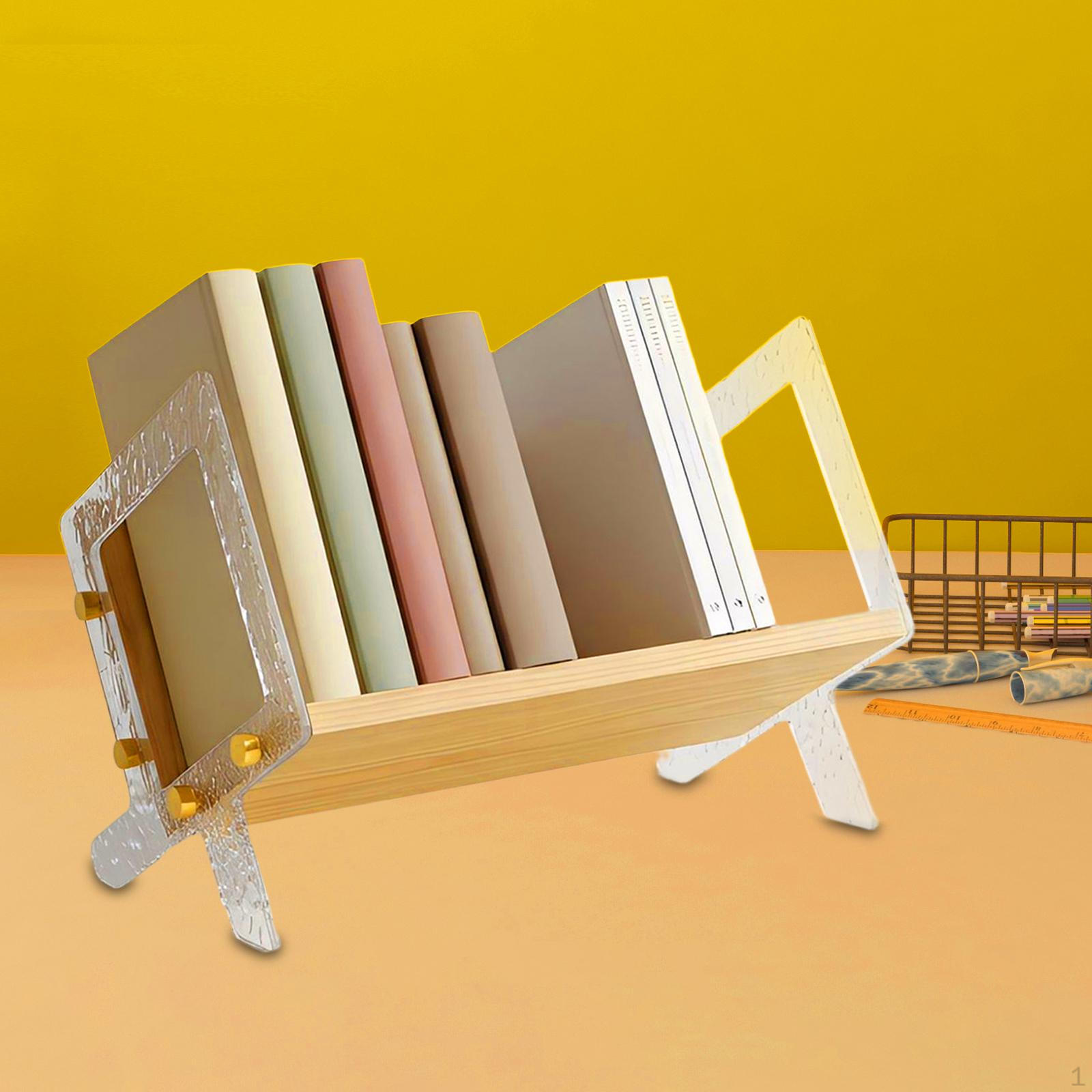 

Compact Wooden Bookcase with Reinforced Acrylic Bookshelf, Versatile, Scratch-Resistant, Elegant