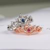 Purple Heart Crown Rings For Female Party Wedding Finger Ring Rose Gold Crystal Jewelry for Women Anel KBR212