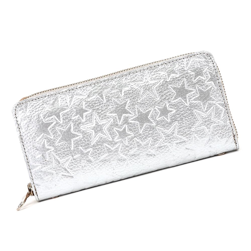 AGILITY affa Long Round Large Star Gold and Silver "Grotto" Wallet, Zipper, Capacity, Women's, Pattern,