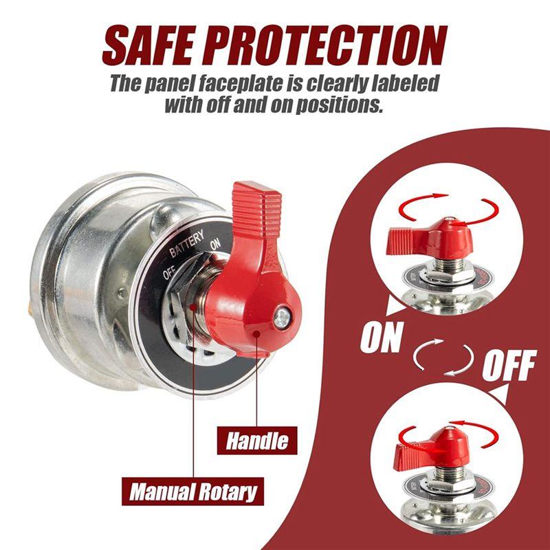 Portable High Current Battery Disconnect Switch 300A,12 24V Master Battery Power Cut Isolator Switch With Face Plate For Car