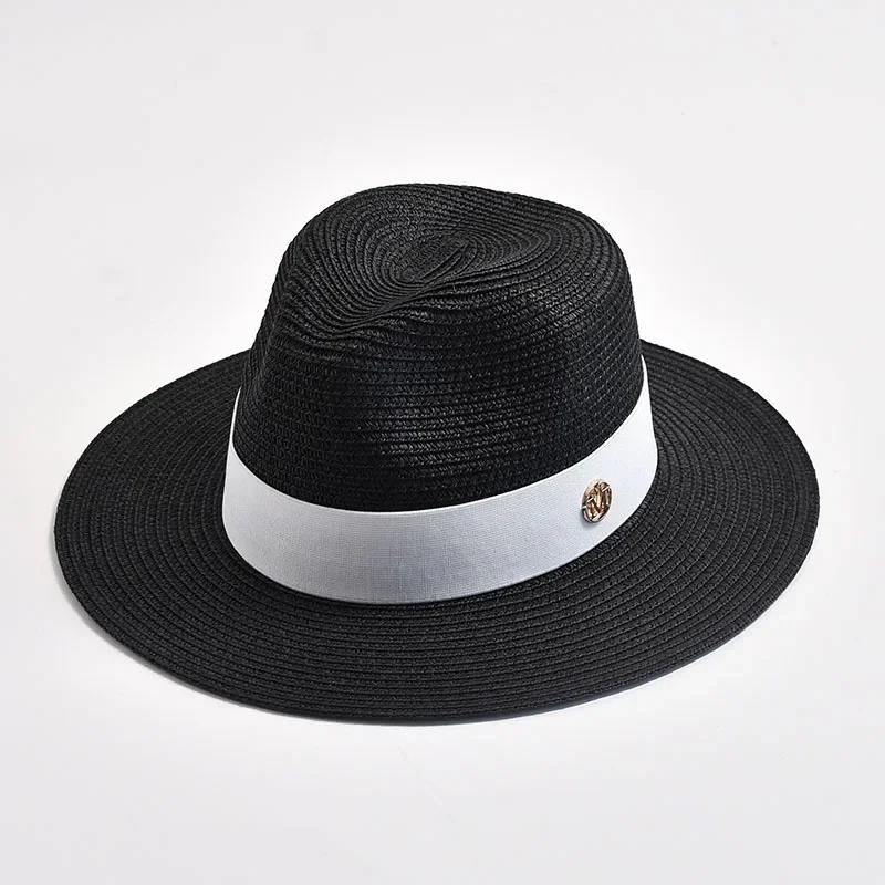 Summer Wide Brim Uv Protection Straw Hat Foldable Beach Sun Hat For Women Men Elegant Ribbon Design Fashion Travel Luxury