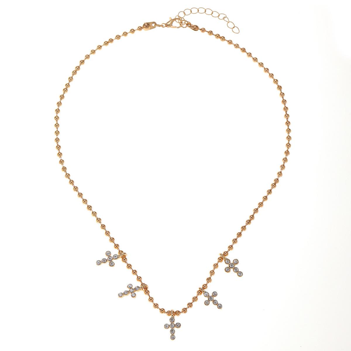 

Multi-layer brick cross necklace, European and American versatile accessories, women s niche high-end simple collarbone chain