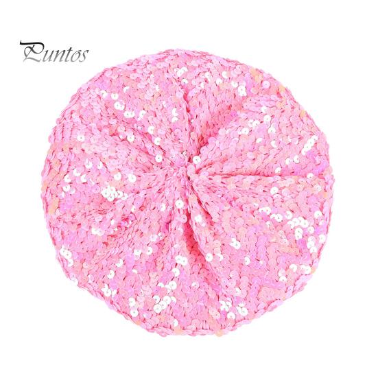 

Берет с пайетками для женщин, сверкающий сценический эффект, без полей, плоский верх, однотонный, для вечеринок, выступлений, головной убор, женская кепка розовый