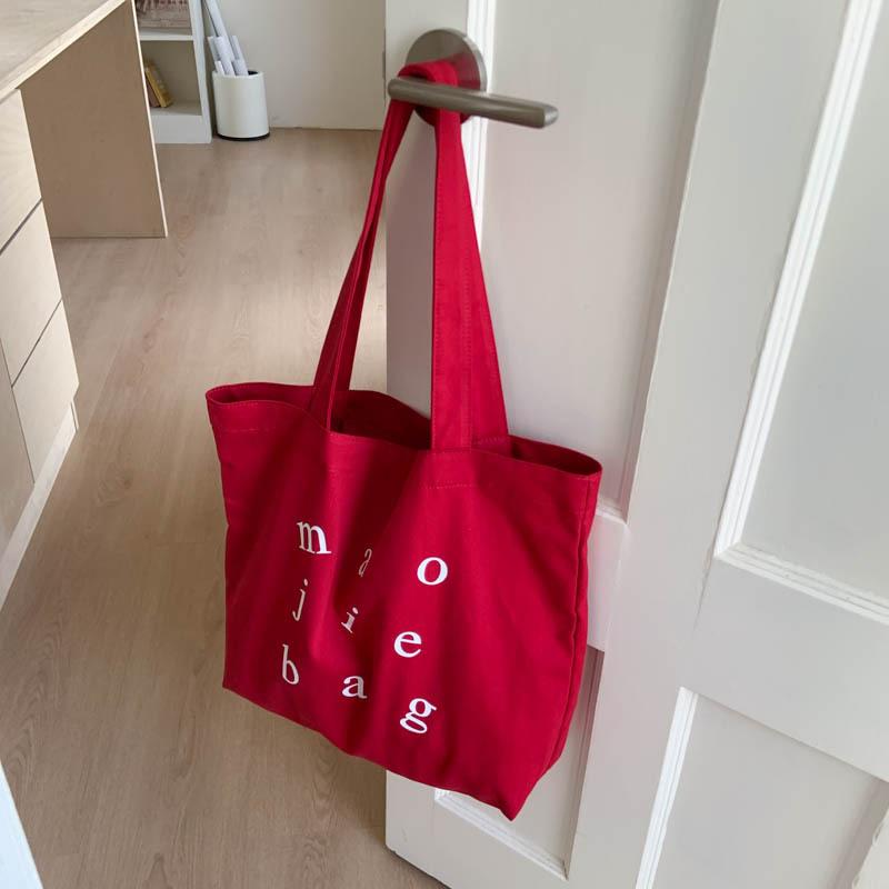 2026 Summer Korean Style Canvas Tote Bag Retro Casual Large Capacity Student Crossbody Bag Ins Fashi Handbag