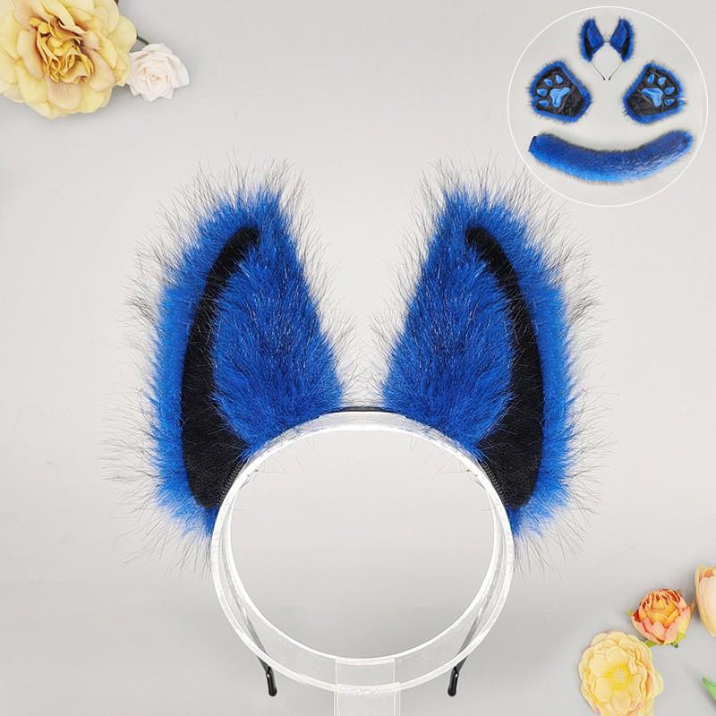 Halloween Wolf Costume Set: Plush Ear Headband Paw Gloves Tail Cosplay Party Dress-Up