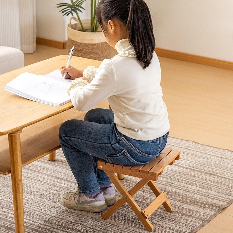 Folding low stool, shoe changing stool, household pony solid wood portable living room bench, sturdy fishing stool at the door