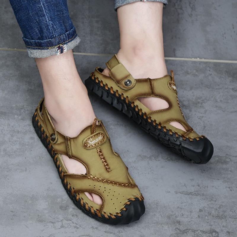 38-48 Summer Men's Large Size Leather Beach Sandals