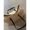 Womens 2026 Minimalist Linen-Style Faux Leather Tote Bag Shoulder Handbag Daily Use Neutral Beige Medium Size