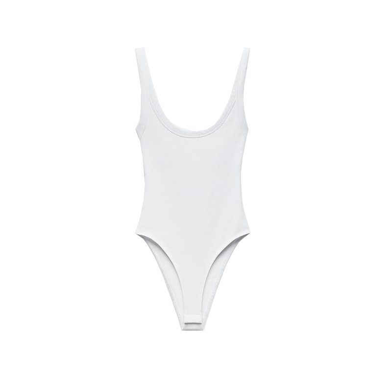 Early Autumn New Arrival Bottoming T-shirt Vest Women's Fashion Casual round Neck Wide Band Rib Jumpsuit 4424801