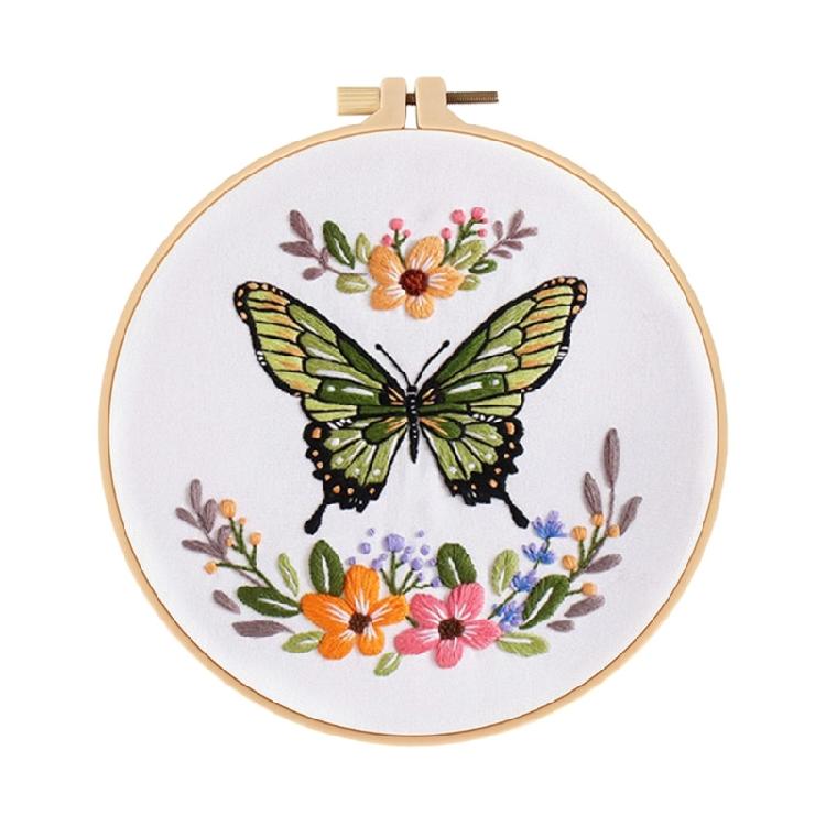 Nähsets Sticksets mit Schmetterlings-Blumenmuster Handgefertigte Schmetterlings-Blumenstickerei Startersets für Frauen