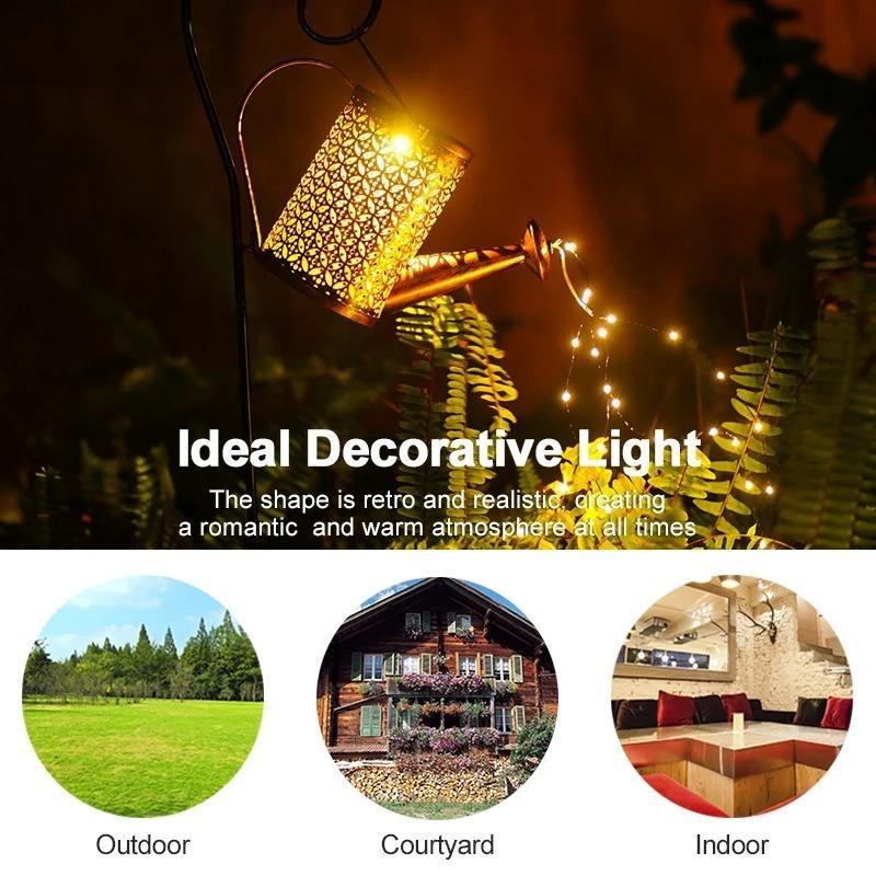 Solarbetriebene Lichterkette für Gießkannen im Vintage-Stil aus Metall, ideal für Garten und Terrasse, Weihnachtsdekoration, wasserdicht, zum Aufhängen, für Villa und Hof