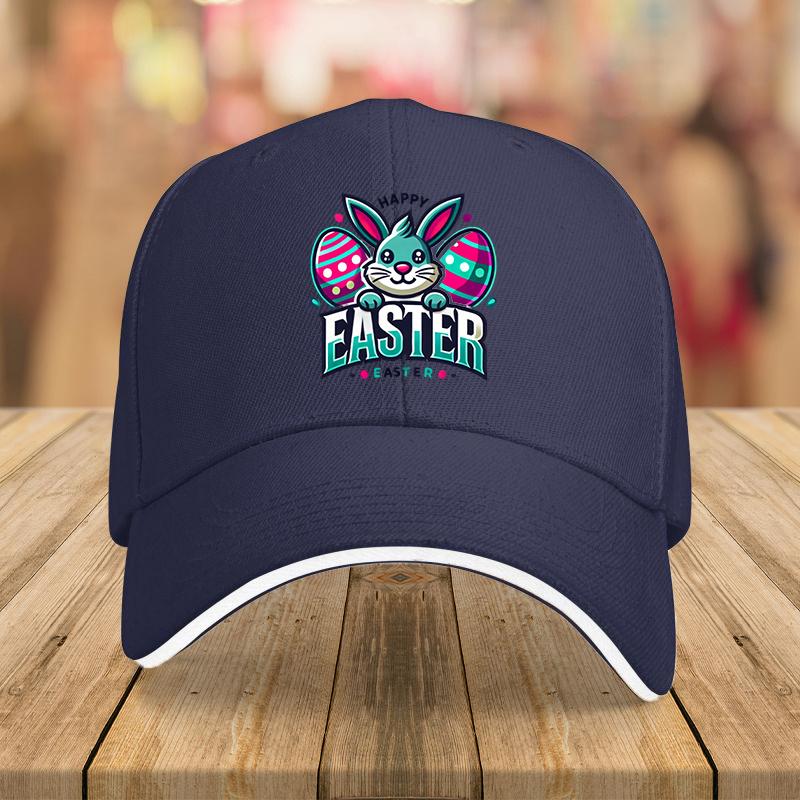 Easter Bunny Eggs Graphic Baseball Cap Polyester Adjustable Casual Outdoor Sports Sun Protection Hat