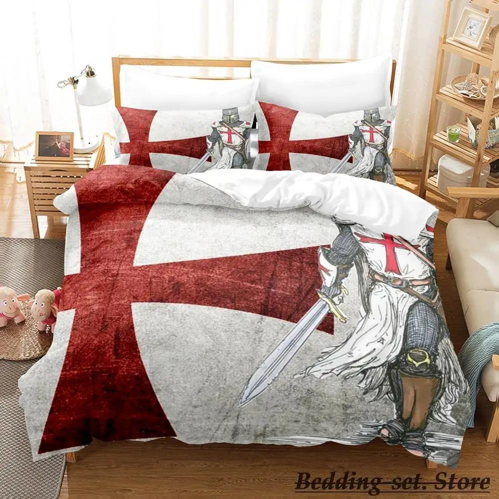 

Християнські тамплієри Постільна білизна Односпальний Двоспальний Повний Королівський Розмір Набір для ліжка Елдлт Дитяча Спальня Комплекти підковдр parure de lit 70x133cm 2pcs