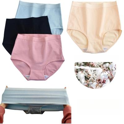 Damen-Slips aus Baumwolle mit hoher Taille, weiche, atmungsaktive Unterwäsche, Übergröße M ~ XXXL