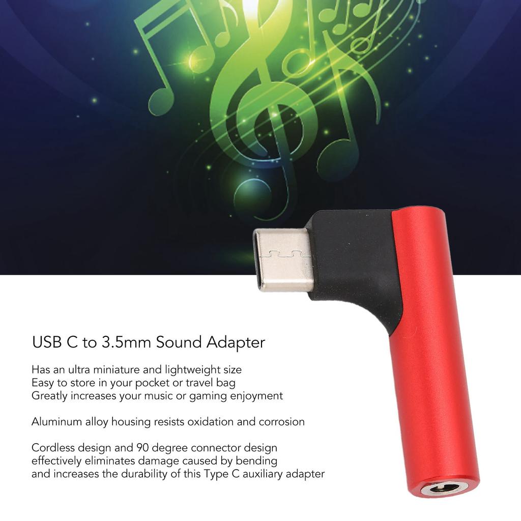 USB C to 3.5mm Sound Headphone   Adapter Type C     Stereo Mic HiFi Right Angle Dongle for Earphone