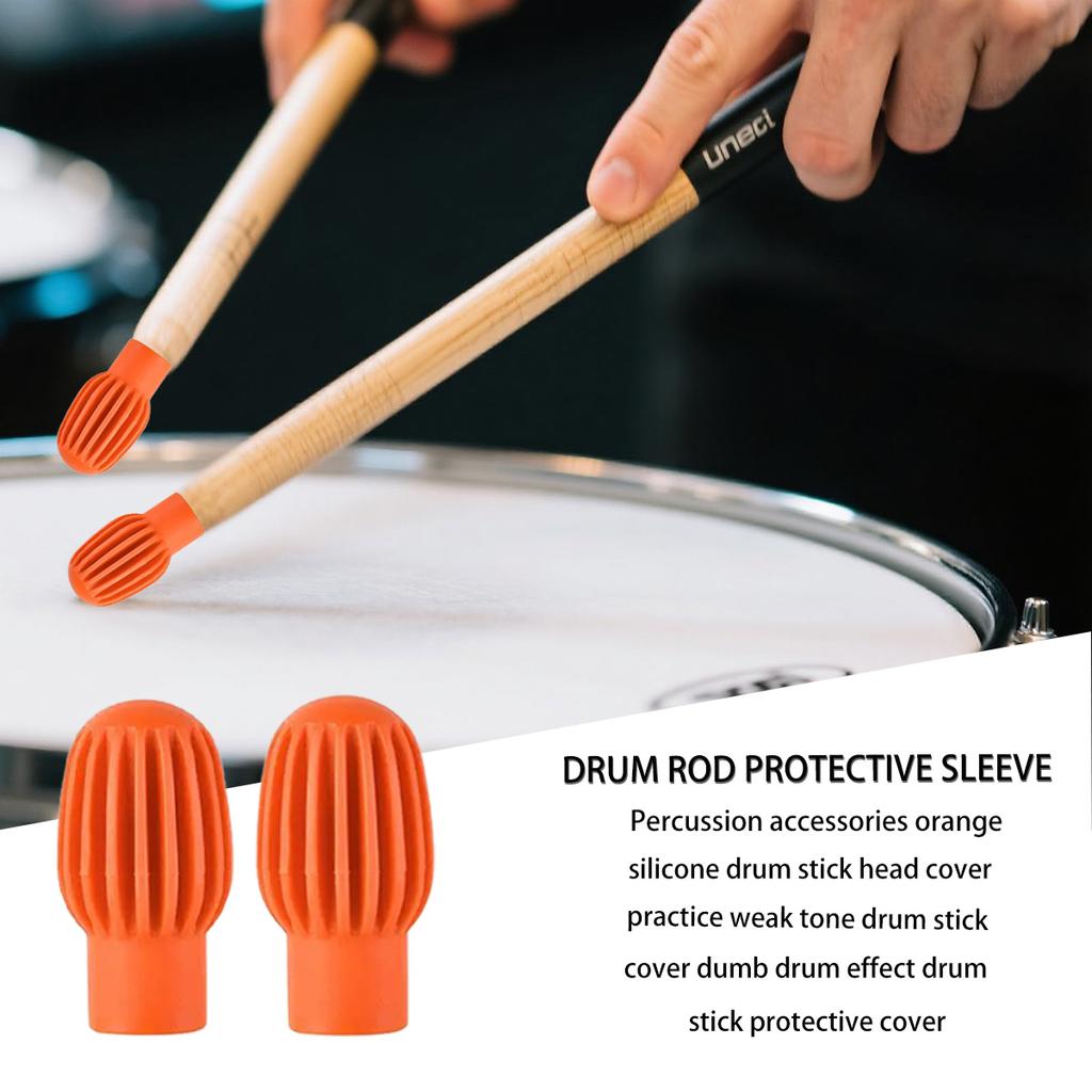 2PCS/4PCS Drum Mute Silicone Sleeves - Weakened Sound Silencers, Practice Tips, Drumstick Head Rubber Sleeves for Quiet Drumming