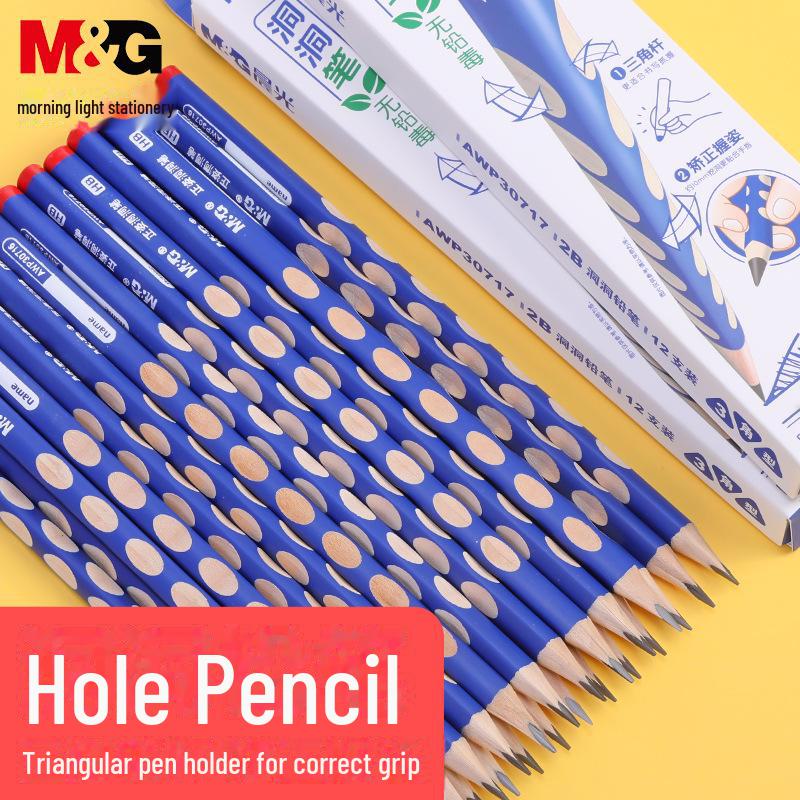 

«Детские деревянные карандаши Morning Glory 2B с треугольной ручкой» Holed Pencil