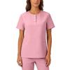 Womens Stretchy Quick Dry V Neck Short Sleeve Top with Pockets Button Front Uniform Blouse for Healthcare Hospitality Service