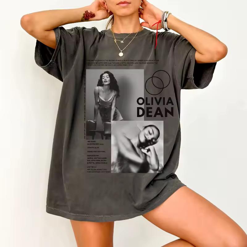 Vintage Olivia Dean T-shirt, Photo Collage T-shirt, Music Artist Graphic Summer unisex Loose and Breathable cotton T-shirt Top