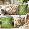 Vikama Spring Floral Gnome Cushion Cover Double-Sided Printed Square Sofa Cushion Cover Bedroom & Office Pillowcase Home Decor