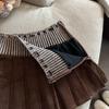 2025 Autumn Korean Style High-Waist Pleated Knit Patchwork Mini Skirt