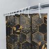 Luxury Hexagon Shower Curtain Set with Black Gold Marble Print for Bathroom Decor Waterproof Fabric Size 72 x 84 Inch (Black/Gol