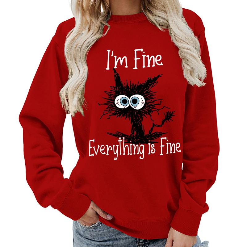 Weekends Printed Round Neck Women's Top Sweatshirt for Autumn Winter Casual Loose Fit Pullovers & Long Sleeves Women’s