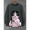 Spring Autumn Sweatshirt Pullover Anime Cat Casual Japanese Art Animal 3D Printed O Neck Long Sleeve Hoodies Tops Pullovers