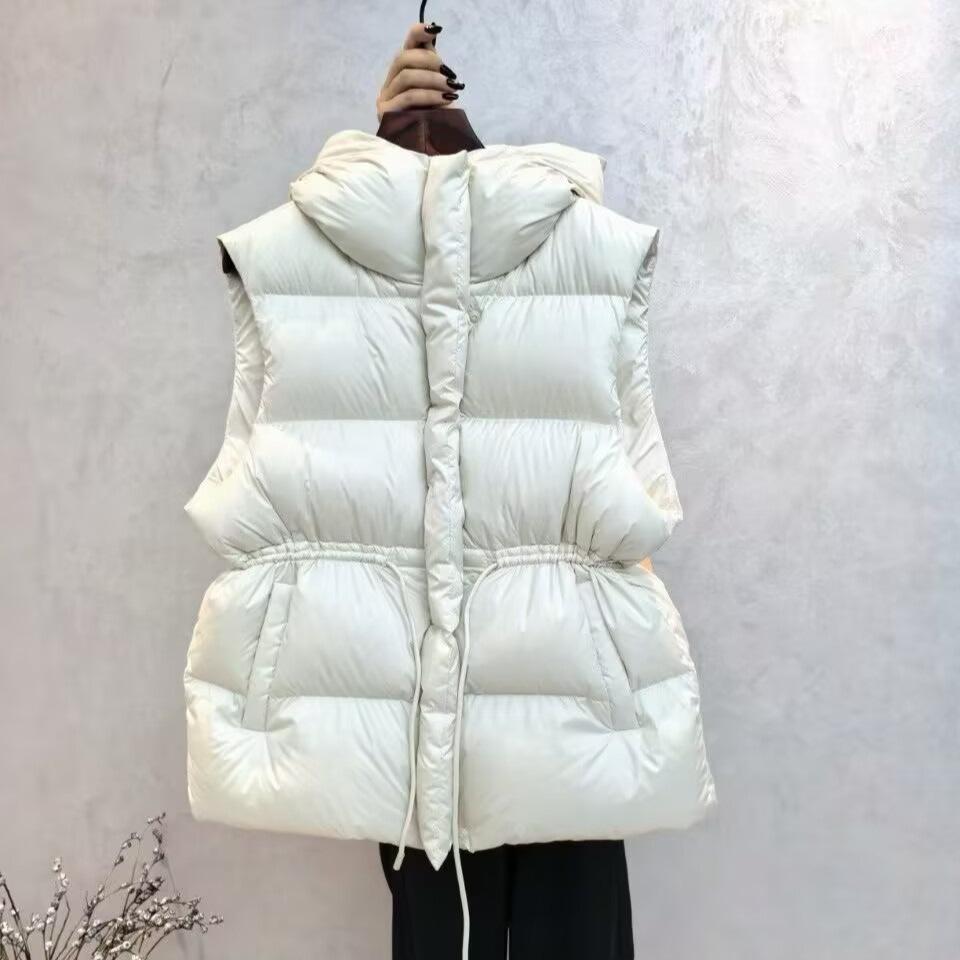 Down cotton vest women's waist large size small man hooded sleeveless vest cotton vest vest jacket