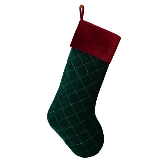 

1Pc Plaid Pattern Red Green Christmas Stocking Flannel Fine Texture Stocking Gift Bag Home Decor зелёный