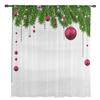 Christmas Tree Leaves Green Red Ball Snowflake Plant Tulle Sheer Window Curtains Living Room Voile Organza Curtains Drapes