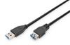 Kabel Przedłużający DIGITUS USB 3.1 Gen.1 SuperSpeed 5Gbps Typ USB A/USB A M/Ż Czarny 1,8m