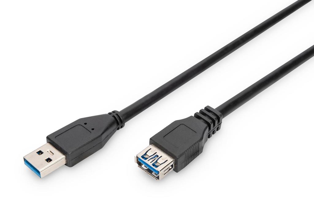 Kabel Przedłużający DIGITUS USB 3.1 Gen.1 SuperSpeed 5Gbps Typ USB A/USB A M/Ż Czarny 1,8m