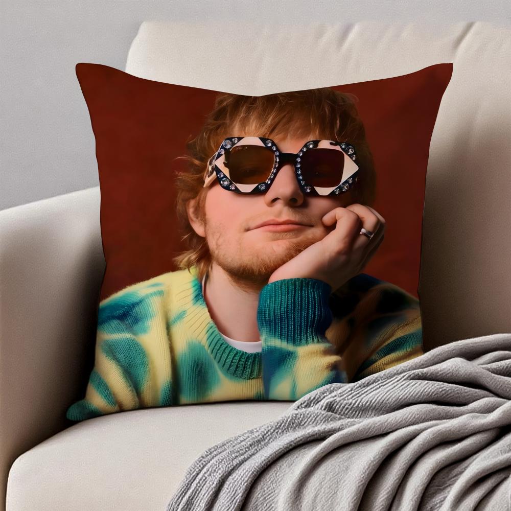 Lyrical  Down to earth POP Singer EEd Sheeran Cushion Cover Pillowcase Antidustmite Invisible Zipper Short Plush Sofa Cushion