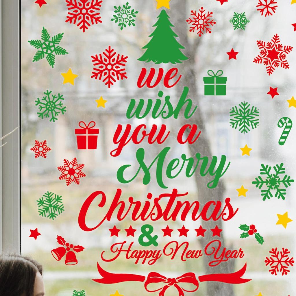 Christmas Wall Stickers Removable Home Decor Letter Holiday Wall Stickers Christmas Decorations For Bedroom Living Room Bathroom